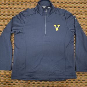 Eddie Bauer 1/4 Zip Pullover Jacket Blue Cville V Logo Performance Top Size XL